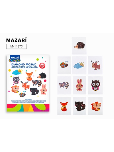 Алмазная мозаика «Лесные жители», на стикере, 10 шт. в наборе