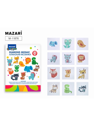 Алмазная мозаика «Животные», на стикере, 12 шт. в наборе