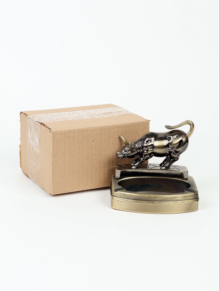 УЦЕНКА Зажигалка настольная с пепельницей, газовая"Бык" - Фото 1