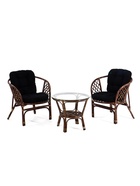 Набор садовой мебели "Bagama": 2 кресла, 1 стол, ротанг тёмный, подушки чёрные - Фото 1