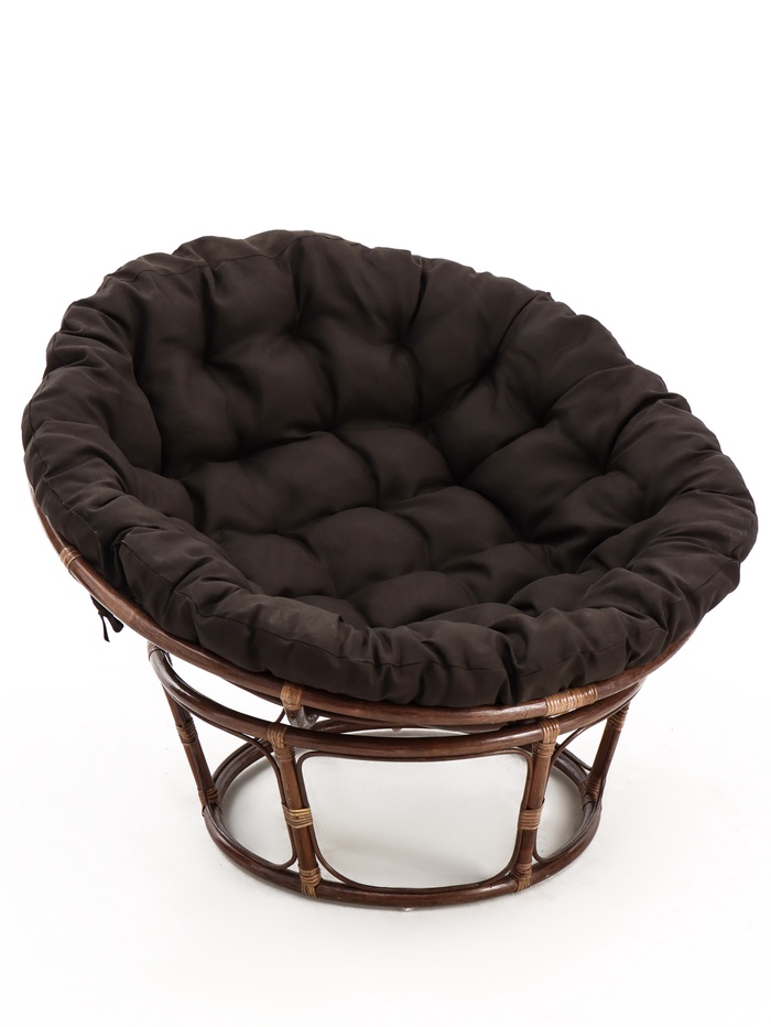 Кресло Индо ротанг тёмный, подушка коричневая