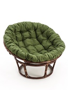 Кресло "Индо" ротанг тёмный, подушка оливковая - Фото 1