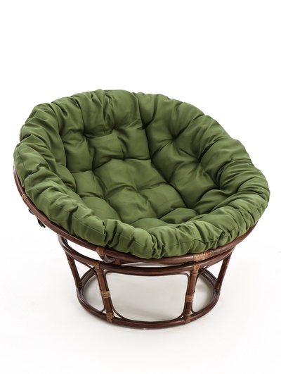 Кресло "Индо" ротанг тёмный, подушка оливковая