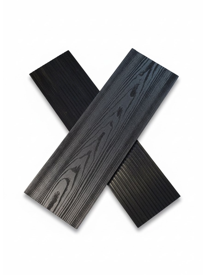 Доска террасная ДПК «Винтаж», брашировка 3000×140×24 мм, цвет чёрный - Фото 1