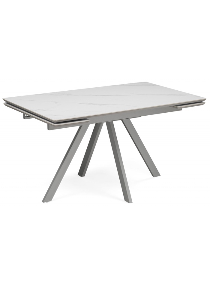Стол керамический Вилли 140(200)х80 белый мрамор snow white / серый