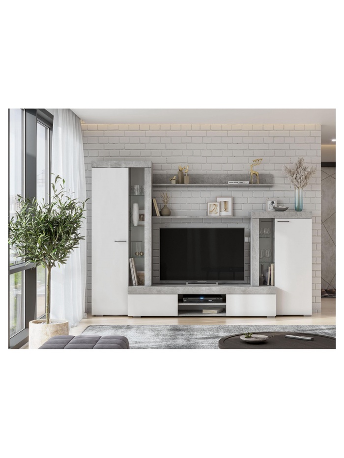 Гостиная Swede, 2648×456×1872 мм, цвет цемент светлый / белый