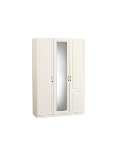 Шкаф прямой трёхстворчатый «Ливерпуль» с зеркалом, 1500×541×2203 мм, цвет белый / ясень ваниль
