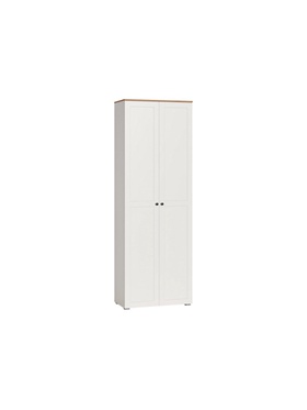 Шкаф прямой двухстворчатый «Опра 16.307», 800×418×2298 мм, цвет белый PE шагрень/дуб золотой крафт