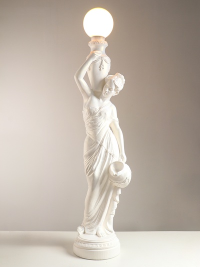 Фигура со светильником напольным «Гречанка», перламутр, 145/166×34×30 см