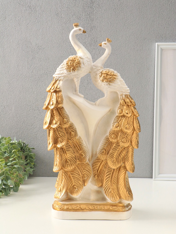 Фигура Две Жар-птицы  белый с золотом, 55х30х14 см