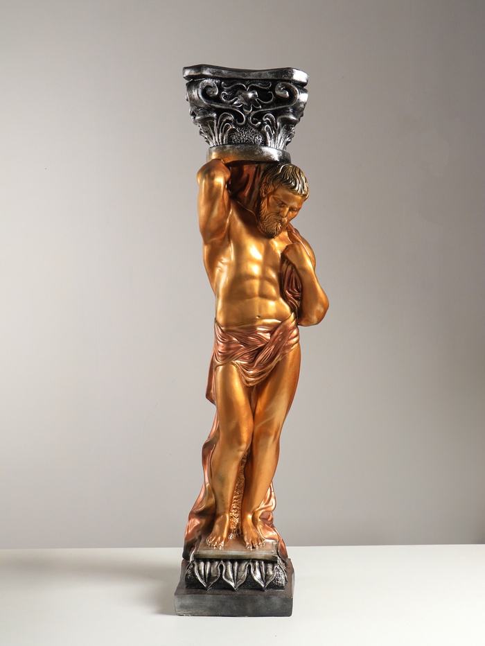 Фигура Атлант бронза с золотом, 113,5х30х30 см