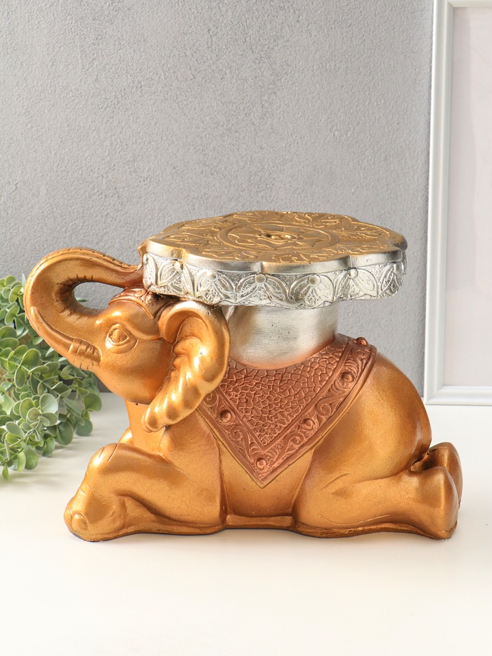 Фигура - подставка, столик «Слон лежа», гипс под бронзу, 26×40×22 см