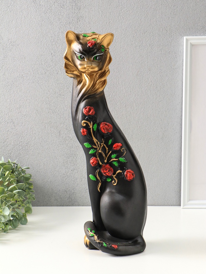 Копилка Кошка Маркиза с розами 48х18х15 см