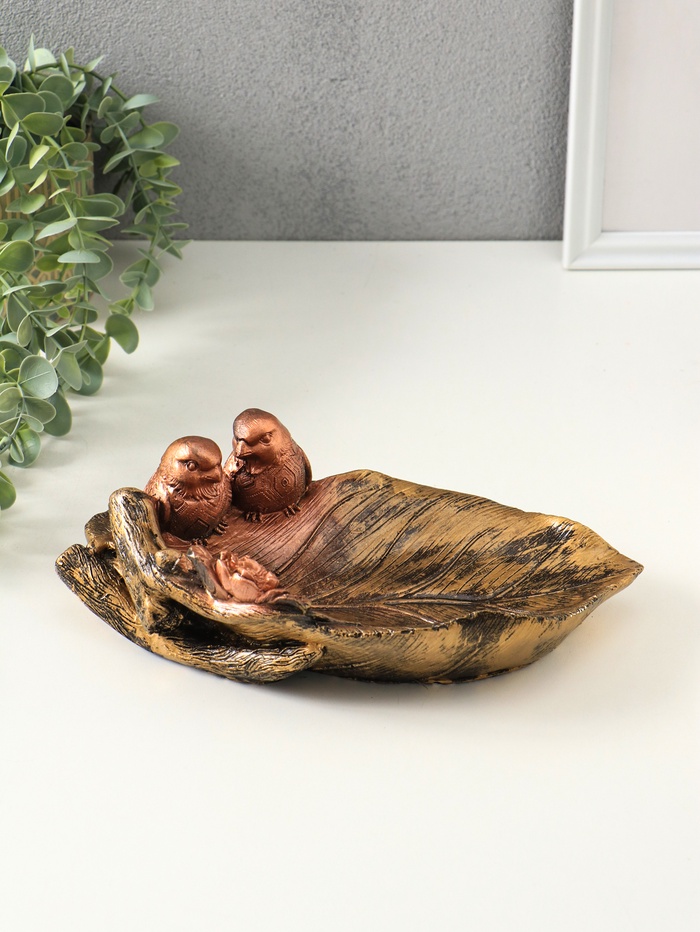 Подставка для мелочей «Птички», гипс под бронзу, 10×25×20 см