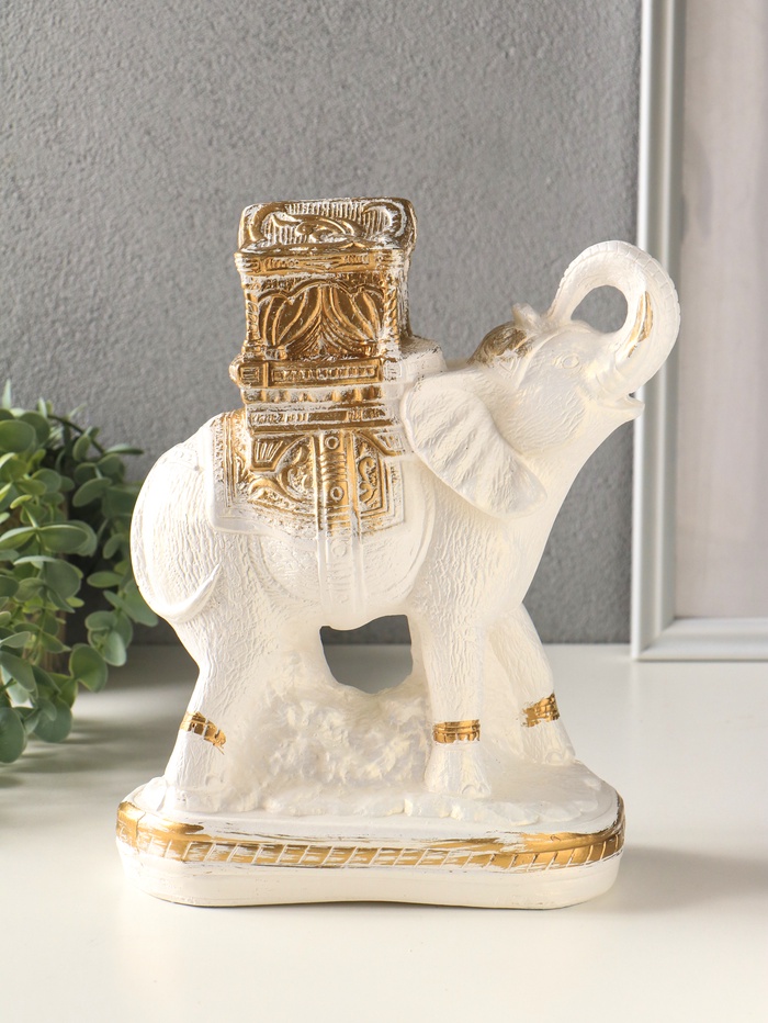 Копилка для денег «Слон Богатство», гипс, белый, 29×21×9 см