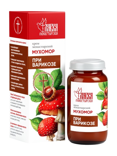 Крем-воск монастырский мухомор при варикозе «Монастырская лавка», стекло, 30 мл