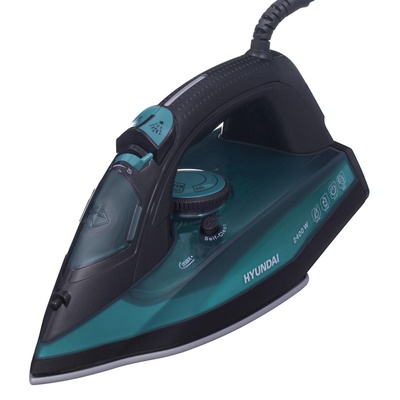 УЦЕНКА Утюг Hyundai H-SI01124, 2600 Вт, керамическая подошва, 25 г/мин, 420 мл, чёрно-зелёный 7356
