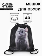 Мешок для обуви «Котёнок» Stavia, 43.5×1×36 см, чёрный - Фото 1