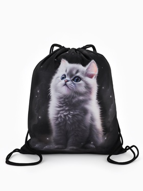 Мешок для обуви «Котёнок» Stavia, 43.5×1×36 см, чёрный