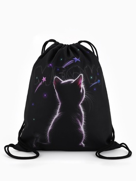 Мешок для обуви «Котик» Stavia, 43.5×1×36 см, чёрный