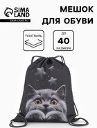 Мешок для обуви «Котик» Stavia, 43.5×1×36 см, чёрный - Фото 1