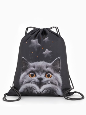 Мешок для обуви «Котик» Stavia, 43.5×1×36 см, чёрный