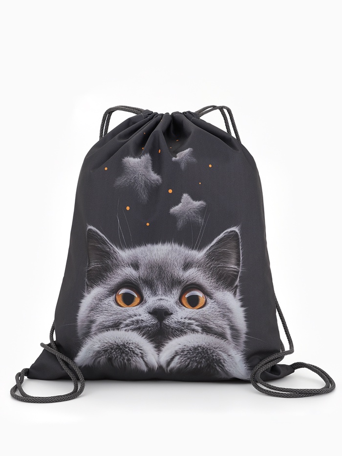 Мешок для обуви «Котик» Stavia, 43.5×1×36 см, чёрный