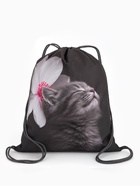 Мешок для обуви «Котёнок с цветочком» Stavia, 43.5×1×36 см, чёрный - фото 809654824