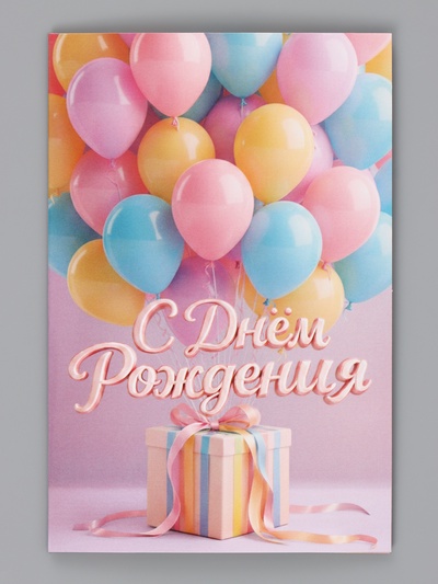 Открытка «С Днём Рождения», воздушные шары, 12×18 см