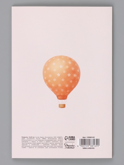 Открытка «С Днём Рождения», мишка, 12×18 см