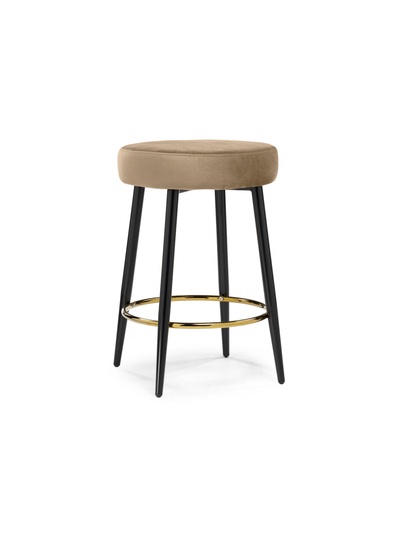 Стул барный Plato, без спинки, велюр, цвет темно-бежевый