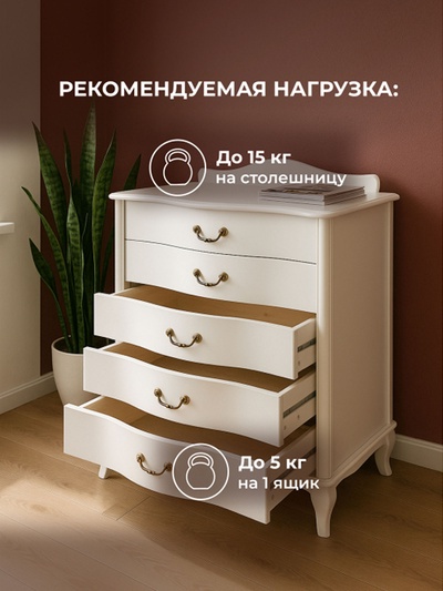 Комод напольный «Джульетта», 750×425×955 мм, цвет молочный дуб