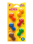 Мелки восковые 6 цветов «Луч: Кроха.Лапки», фигурные - Фото 1