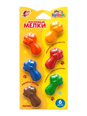Мелки восковые 6 цветов «Луч: Кроха.Лапки», фигурные