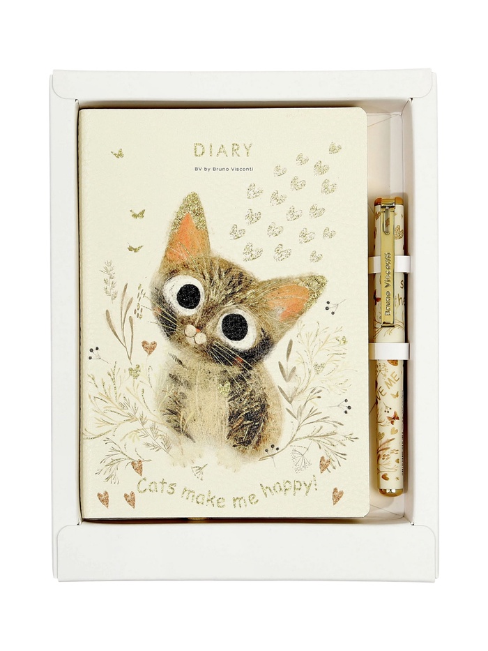 Ежедневник недатированный Bruno Visconti «Милый котик», А6, в подарочной коробке, с ручкой