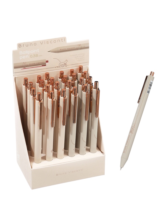 Ручка шариковая автоматическая Bruno Visconti totalbeige, стержень синий, 0.38 мм