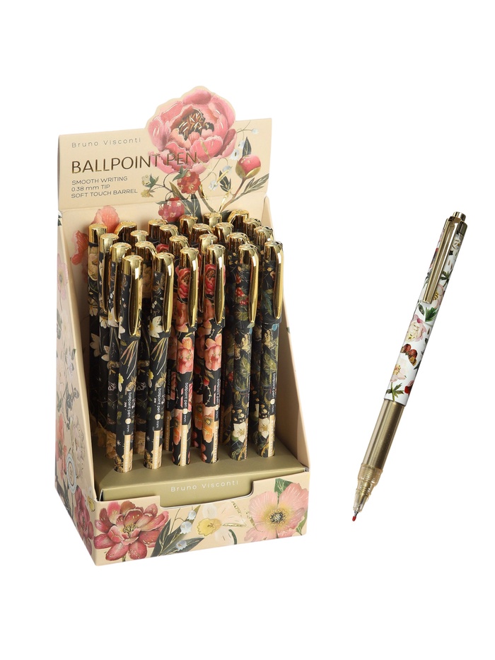 Ручка шариковая Bruno Visconti: flora.black night, стержень синий, 0.38 мм