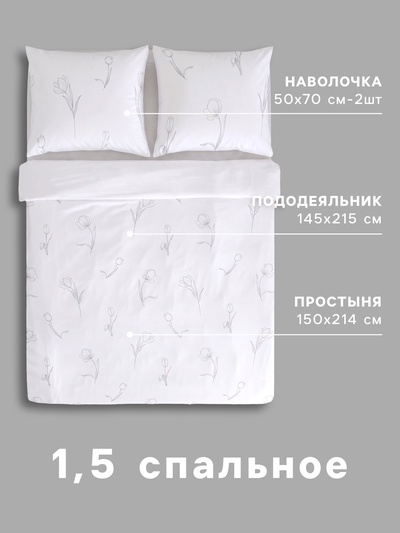 Постельное бельё 1.5-спальное «Этель. Этюд», 100% хлопок, сатин