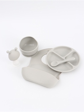 Набор детской посуды для кормления силиконовый с прорезывателем, 5 предм., M&B