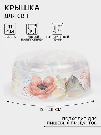 УЦЕНКА Крышка для СВЧ-печи d25см h11см "Деко. Маки", прозрачный
