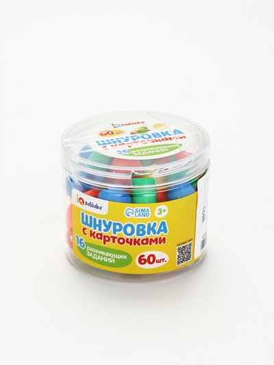 УЦЕНКА IQ-ZABIAKA Шнуровка с карточками, 60 шт+16 развивающих заданий