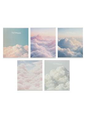 Комплект тетрадей из 10 штук, 24 листа в линейку Calligrata «Облака», 5 видов