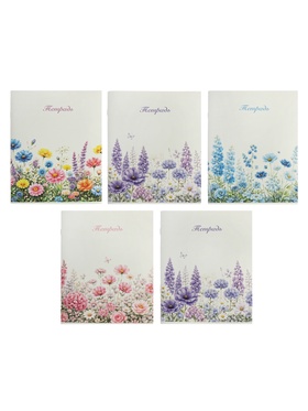 Комплект тетрадей из 5 штук, 96 листов в линейку, Calligrata «Цветы», обложка мелованный картон