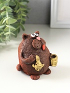 Сувенир "Кот с кружкой", 7х5,5х6,5см МИКС - фото 809655670