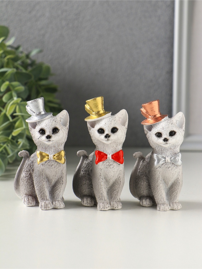 Сувенир Кот в цилиндре, 9х3,5х4,5см МИКС