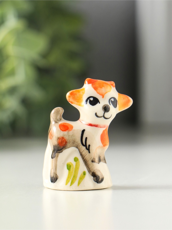 Фигурка фарфор «Козлик Пупс», 4 см, гжель, цветная - Фото 1