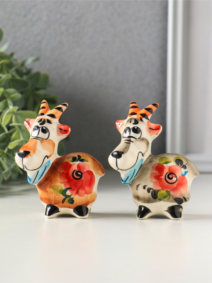 Фигурка фарфор «Козлик Паша», 8.5 см, гжель, цветная, МИКС - Фото 1