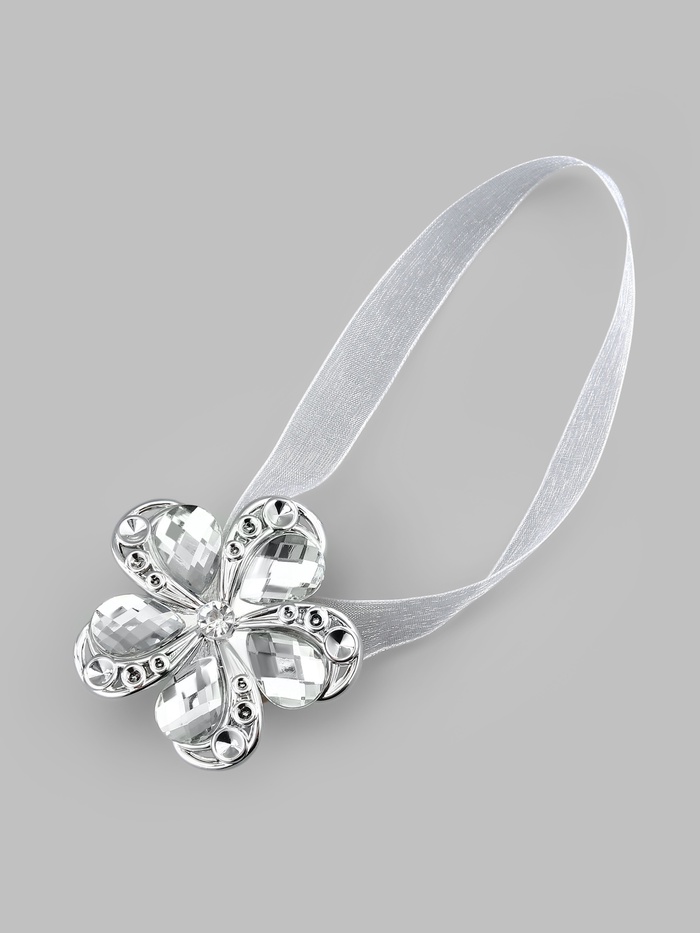 Подхват для штор, на ленте, пара, d=5.5 см, белый