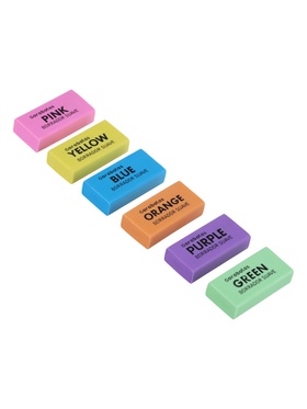 Набор ластиков, 6 штук, прямоугольные, 6 цветов, в пакете