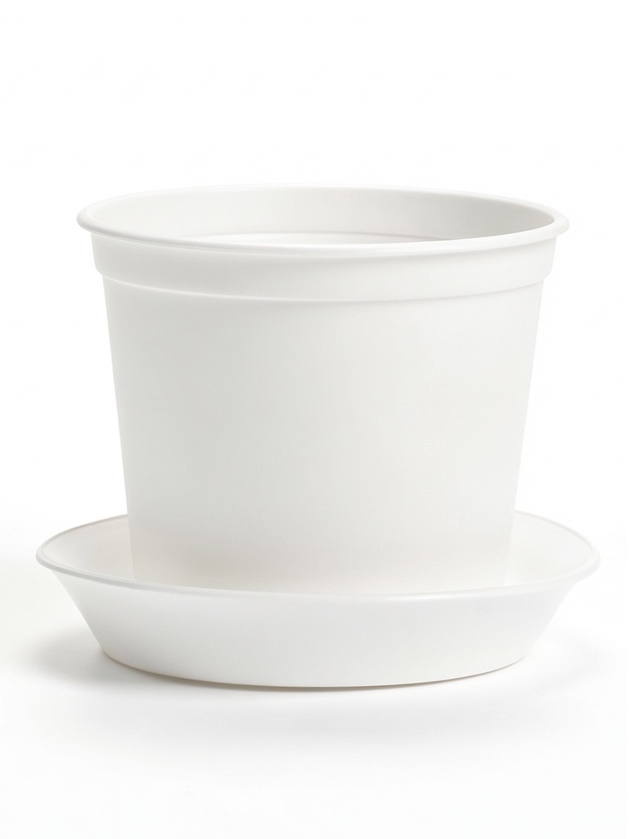 Горшок для цветов с поддоном 0,8 л, Белый